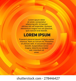 Abstract red-orange-yellow technical circular text presentation template for design workflow