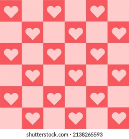 Abstract Red-Pink Lattice Pattern Background Vector With Red Heart Shape