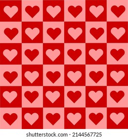 Abstract Red-Pink Lattice Pattern Background Vector With Heart Shape