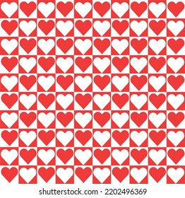 Abstract red-White Lattice Pattern Background Vector With Red Heart Shaped