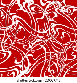  Abstract red-white seamless pattern in the Art Nouveau style