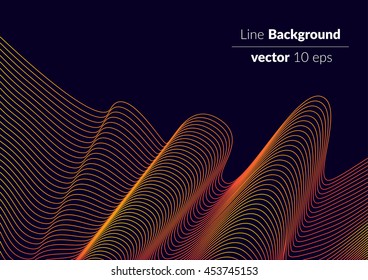 Abstract red-yellow color gradient wave lines on dark blue background  flat vector design template for applicable, covers, brochure, website, fliers. placards, posters, and banner designs.
