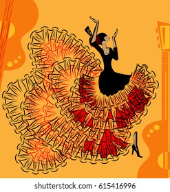 abstract red-yellow music of flamenco