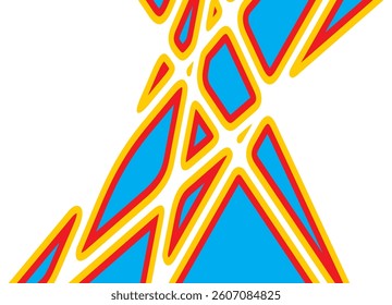 Abstract red-yellow-blue vector pattern of broken shapes on a white background. Modern background. Design element for covers, posters, advertising, packaging. Holiday