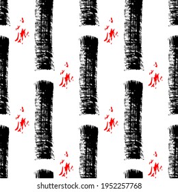 Resumen de caña o patrón sin fisuras de bambú. Textura de tinta de estilo ondulado. Fondo de inspiración japonesa para tapices, textiles, tarjetas de invitación, carteles, decoración casera, etc.