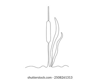 abstract reed, cane. continuous one line art hand drawing sketch, logo