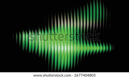 Abstract Reeded Glass Texture Background, Green Gradient, Dark Light Effect.