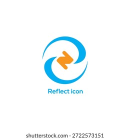 Icono Abstractas del reflejo con las flechas circulares y el símbolo anaranjado del relámpago para la sincronización, refrescar, energía, reciclaje, marca, interfaz App del diseño

