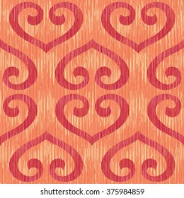 Abstract reflected hearts pattern seamless vector background tile
