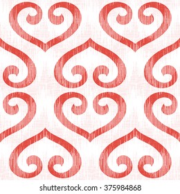 Abstract reflected hearts pattern seamless vector background tile
