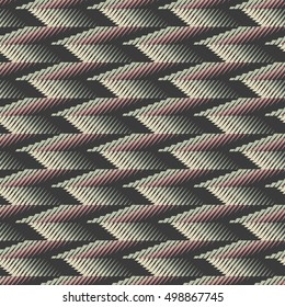 Abstract refracted blocks zigzag motif. Seamless pattern.