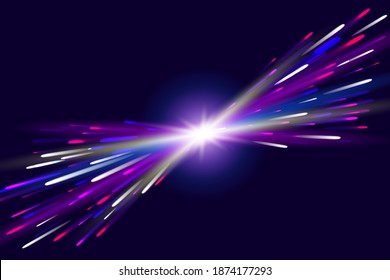 Refracción abstracta efecto de brillo sobre fondo negro,ilustración vectorial.