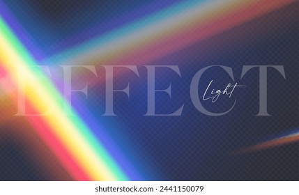 Refracción abstracta efecto de luz transparente. Luces de arco iris de Navidad.