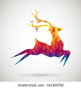 abstract reindeer with colorful diamond, vector illustration.