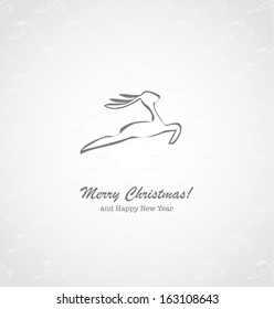 Abstract reindeers and holly Christmas background