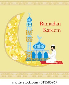 abstract religious background - muslim man praying