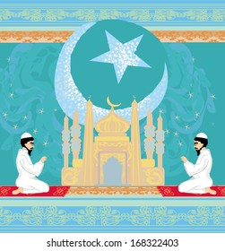 abstract religious background - muslim men praying