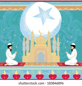 abstract religious background - Muslim men praying 