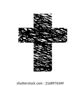 Abstract religious cross from doodle lines. Vector illustration