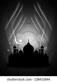 Abstract religious Eid background design with mosque. vector illustration