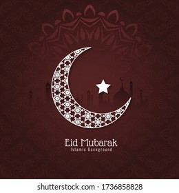 Abstract religious Eid Mubarak background with crescent moon