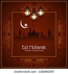 Abstract religious Eid Mubarak Islamic background vector