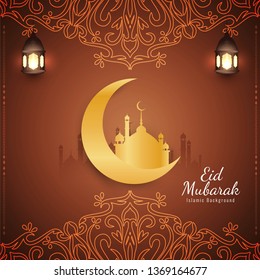 Abstract religious Eid Mubarak Islamic background vector