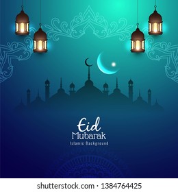 Abstract religious Eid Mubarak Islamic background vector