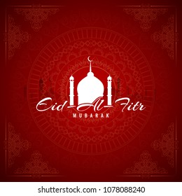 Abstract Religious Eid Mubarak Stylish Red Color Background Design