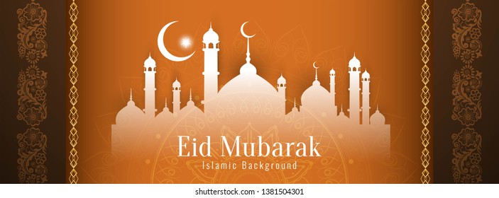 Abstract religious Eid Mubarak stylish banner design vector