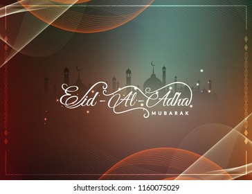 Abstract religious Eid-Al-Adha mubarak colorful wavy background