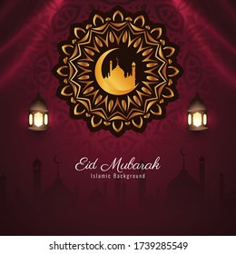 Abstract religious festival Eid Mubarak Islamic background design