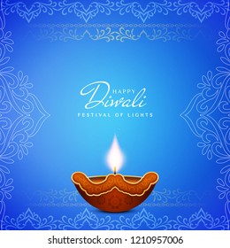 Abstract Religious Happy Diwali Blue Background Vector