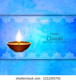 Abstract religious Happy Diwali festival blue background