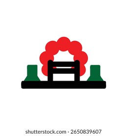 Abstract Remembrance Day with Red Poppy Wreath Green Elements on vector