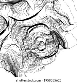 Abstract render of random wavy, curvy, writhe lines design element (Series)