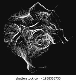 Abstract render of random wavy, curvy, writhe lines design element (Series)