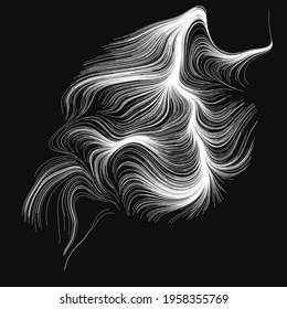 Abstract render of random wavy, curvy, writhe lines design element (Series)