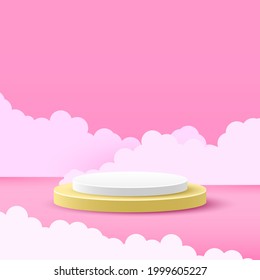 Resumen Representación De La Escena De La Plataforma Pedestal De La Etapa De Podio Color 3D Para Mostrar El Estilo De Diseño Del Vector De La Pantalla De La Publicidad