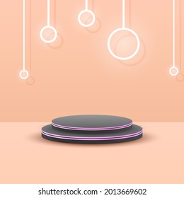 Resumen Representación De La Escena De La Plataforma Pedestal De La Etapa De Podio Color 3D Para Mostrar El Estilo De Diseño Del Vector De La Pantalla De La Publicidad