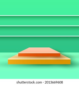 Abstract Rendering Podium Stage Pedestal Platform Color 3D Scene To Show Advertising Product Display Vector Design Style