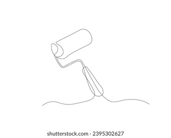 herramienta de reparación abstracta, roller,dibujo de una línea de dibujo manual continuo