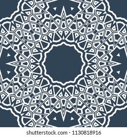 Abstract repeat backdrop with lace floral ornament. Seamless Design for prints, textile, decor, fabric. Vector perfect pattern.