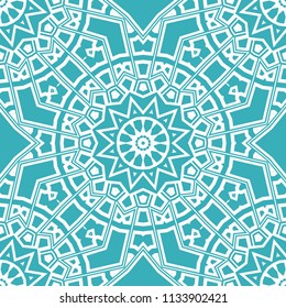 Abstract repeat backdrop with lace floral ornament. Seamless Design for prints, textile, decor, fabric. Vector perfect pattern.