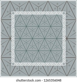 Abstract repeat backdrop with lace floral ornament. Design for prints, textile, decor, fabric. Green color.