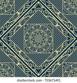 Abstract repeat backdrop with lace floral ornament. Seamless Design for prints, textile, decor, fabric. Vector pattern