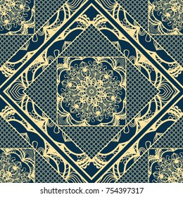 Abstract repeat backdrop with lace floral ornament. Seamless Design for prints, textile, decor, fabric. Vector pattern
