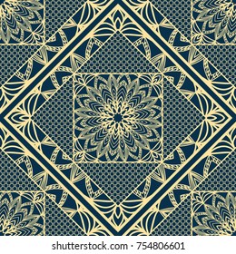 Abstract repeat backdrop with lace floral ornament. Seamless Design for prints, textile, decor, fabric. Vector pattern