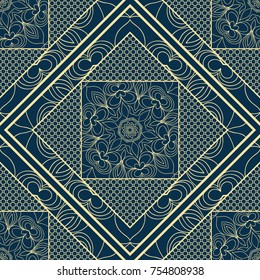 Abstract repeat backdrop with lace floral ornament. Seamless Design for prints, textile, decor, fabric. Vector pattern