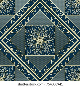 Abstract repeat backdrop with lace floral ornament. Seamless Design for prints, textile, decor, fabric. Vector pattern